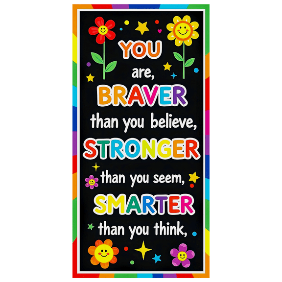 Inspirational Motivational Banner with Colorful Flowers Stars Background Backdrop Decorations for Party Events Classroom Celebrations Photo Props