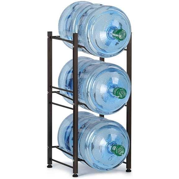 5 Gallon Water Bottle Holder Storage Rack, 3 Tiers, Dark Brown by LIANTRAL