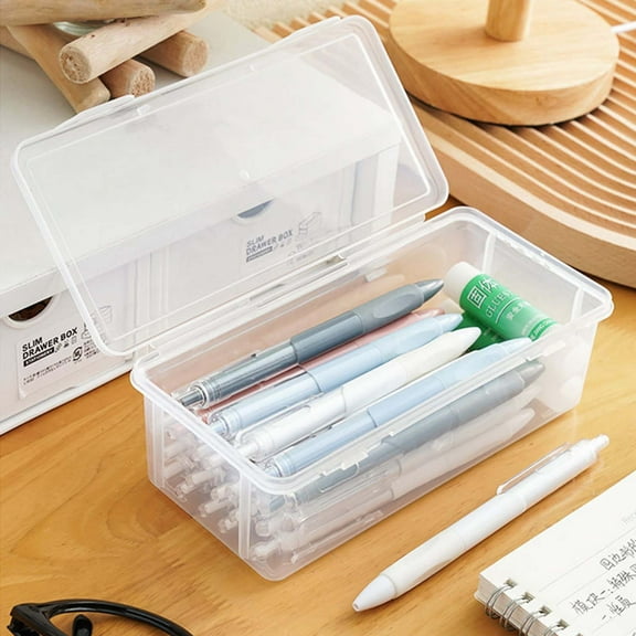 VALSEEL Clearance Pencil Case Extra Large Capacity Plastic Pencil Box Stackable Translucent Clear Pencil Box Office Supplies Storage Organizer Box