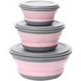 thumbnail image 1 of XINQIHANG Camping Bowl, 3 PCS Food Grade Silicone Collapsible Bowls with lids Lunch Boxes, Portable Expandable Food Storage Containers, Camping Bowls Salad Bowls (Pink), 1 of 5
