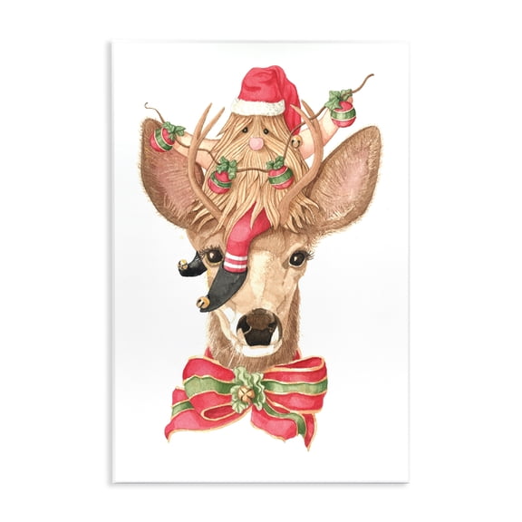Stupell Industries Santa's Elf on Deer Wall Plaque Art, design by Nancy Overton, 19 x 13