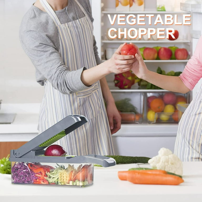 Commercial Chef Food Chopper & Vegetable Cutter with Single Stainless Steel Blade, Transparent Non-Slip Container