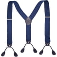 thumbnail image 1 of Men’s Suspenders, Y-Back 1.4 Inches Wide Adjustable Heavy Duty Button Leather End Elastic Suspender for Wedding Work,Navy Blue, 1 of 3