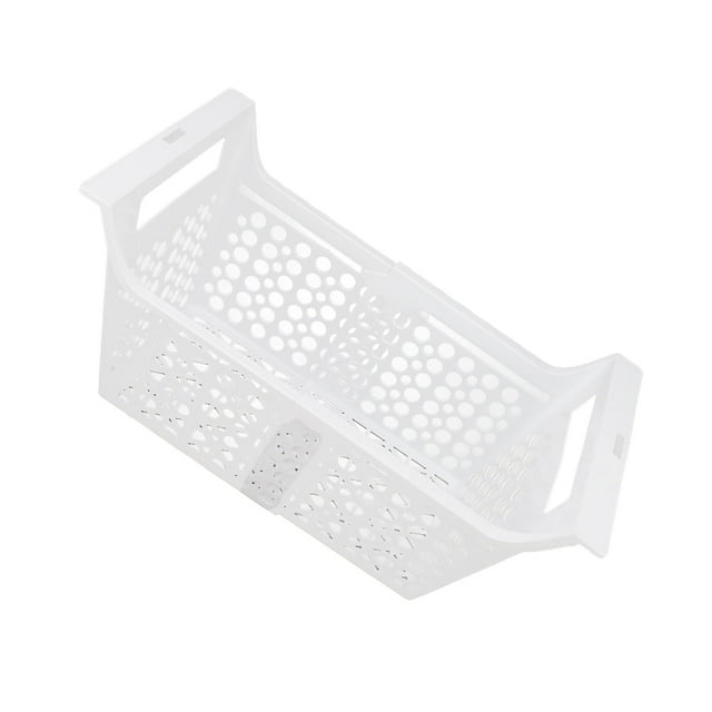 contenedores ajustables del organizador del congelador cesta expandible para congelador horizontal de pp de 10 a 15 kg de carga para los gabinetes de cocina despensa armarios anggrek otros 3/4 frontal de cesta blanca de PP con paneles perforados y asas integradas; diseño expandible y ranuras de ajuste, capacidad de 10–15 kg, paquete de 2, ideal para organizar alimentos en congelador o estantes de despensa; también suele usarse para agrupar bolsas pequeñas o utensilios.