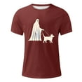 thumbnail image 4 of YDLCAFD Walking Dog Male Print Theme Casual Crewneck Graphic Plus Size Shirt Printed Solid Color Short Sleeve Top, 4 of 5