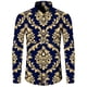 thumbnail image 1 of Camisa de manga larga con estampado 3D de cadena de flores doradas a la moda para hombre, ropa informal de diseñador de lujo para hombre, camisas con botones de solapa, 1 of 6