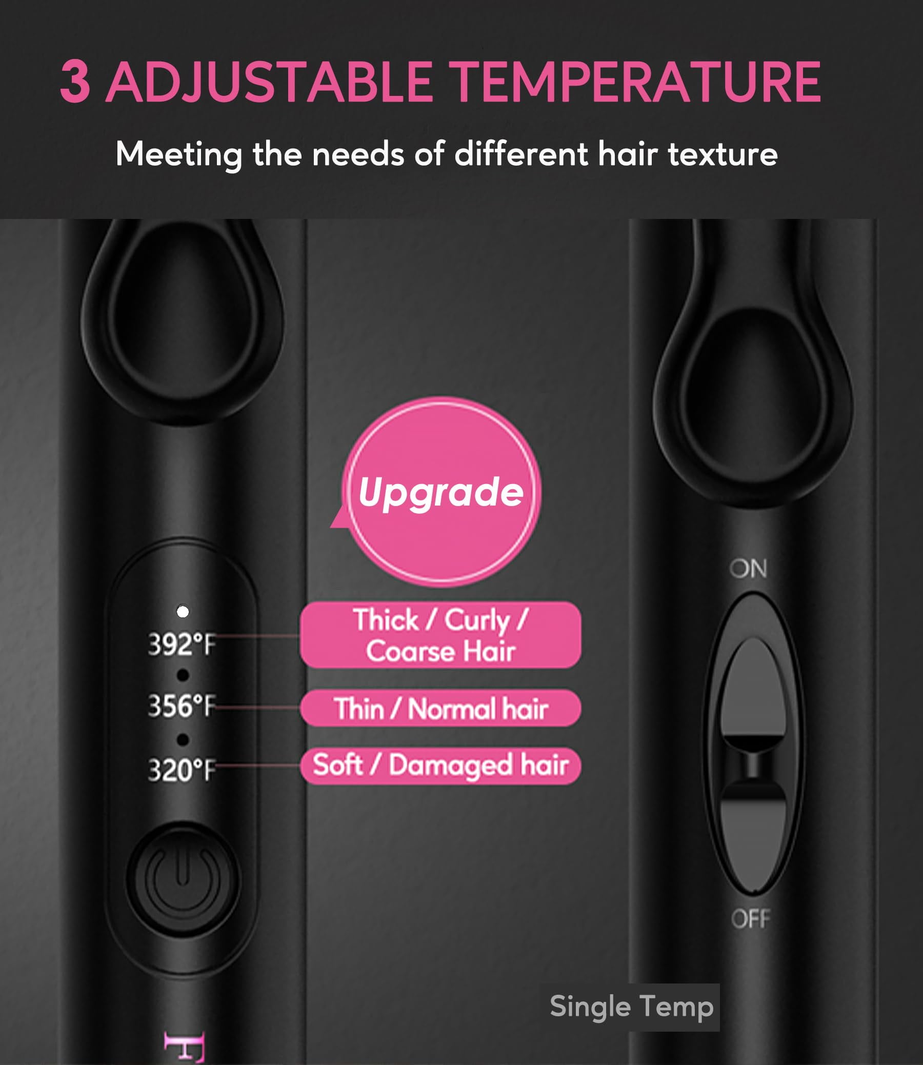 FARERY Mini Hair Crimper with Temperature Adjustable, 3 Barrel Crimping Iron for Short Hair Waves