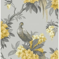 Brewster Home Fashions Golden Pheasant Grey Floral Wallpaper