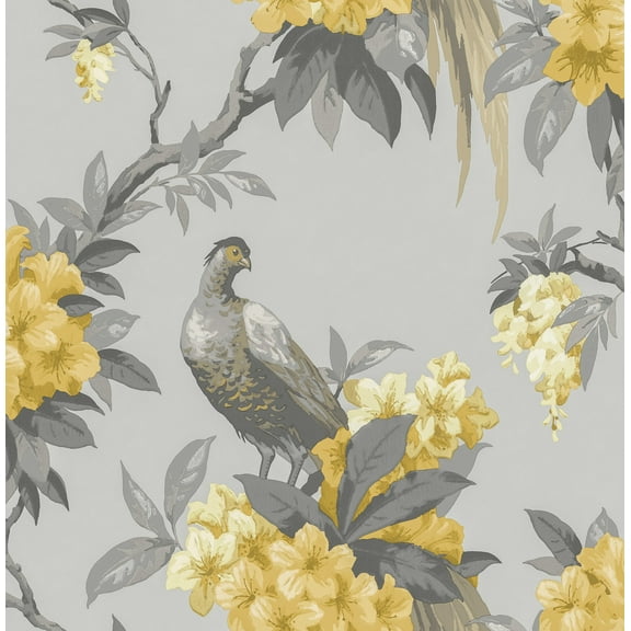 Brewster Home Fashions Golden Pheasant Dark Blue Floral Wallpaper, 20.5-in by 33-ft, 56.38 sq. ft.