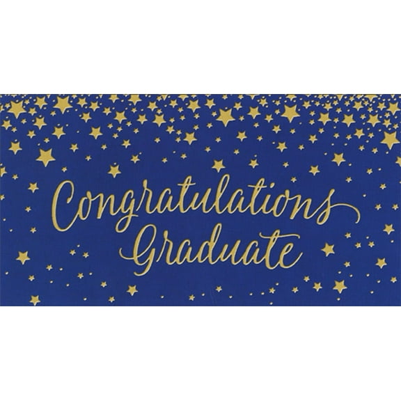 RSVP Gold Foil Stars on Blue Money Holder or Gift Card Holder Graduation Congratulations Card