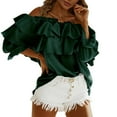 thumbnail image 3 of Off Shoulder Pullover Tops,Women's Off Shoulder Blouse,Layered Ruffle Blouse,Layered Ruffle Blouse,Modern Innovation, 3 of 6