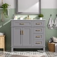 thumbnail image 2 of 36" Gray Modern Bathroom Vanity with Ceramic Sink, Soft-Close Door, and 4 Storage Drawers ,offering a refined look with practical everyday functionality, 2 of 20