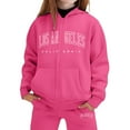 thumbnail image 3 of Tiijoy Tween Girls Fleece Sweatsuit Los Angeles Print Zip Up Hoodie Joggers Set, Sizes 11-12, 3 of 3