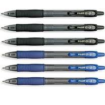 Pilot G2 pens retractable Gel Roller ballpoint Bold pt 1.0 Black & Blue Bundle, (6 COUNT)