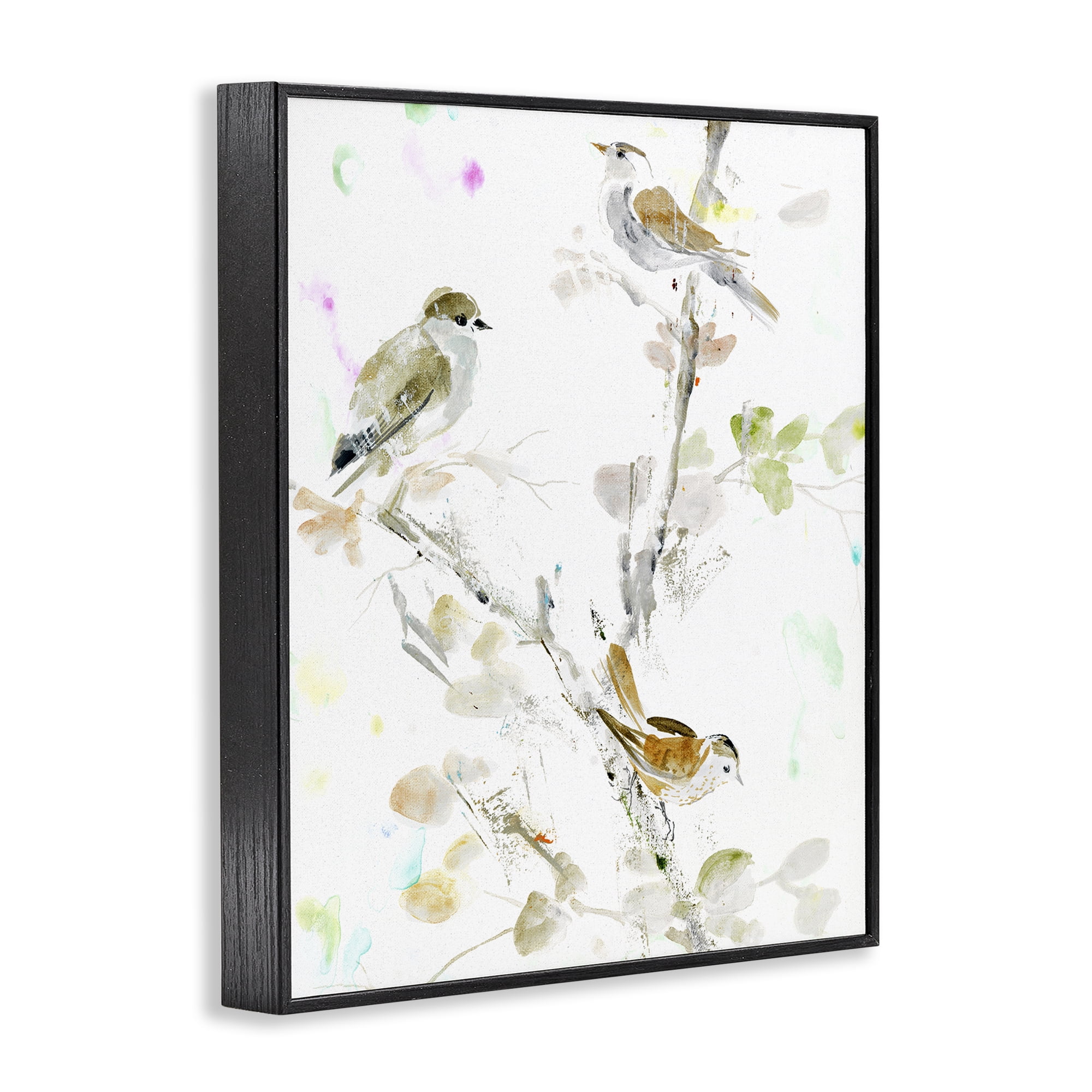 Stupell Industries Delicate Feathers Trio Black Framed Giclee Art, design by Lorenzo Collective
