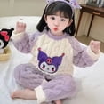 thumbnail image 2 of Anime Sanrioed Cinnamoroll Kuromi Autumn Winter Kids Flannel Pajamas Cartoon Korean Style Warm Thickened Pajama Girl Homewear, 2 of 5