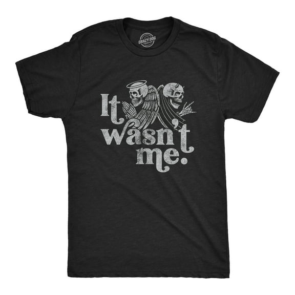 Mens It Wasn't Me T Shirt Funny Angel Devil Skeleton Halloween Graphic Tee Graphic Tees