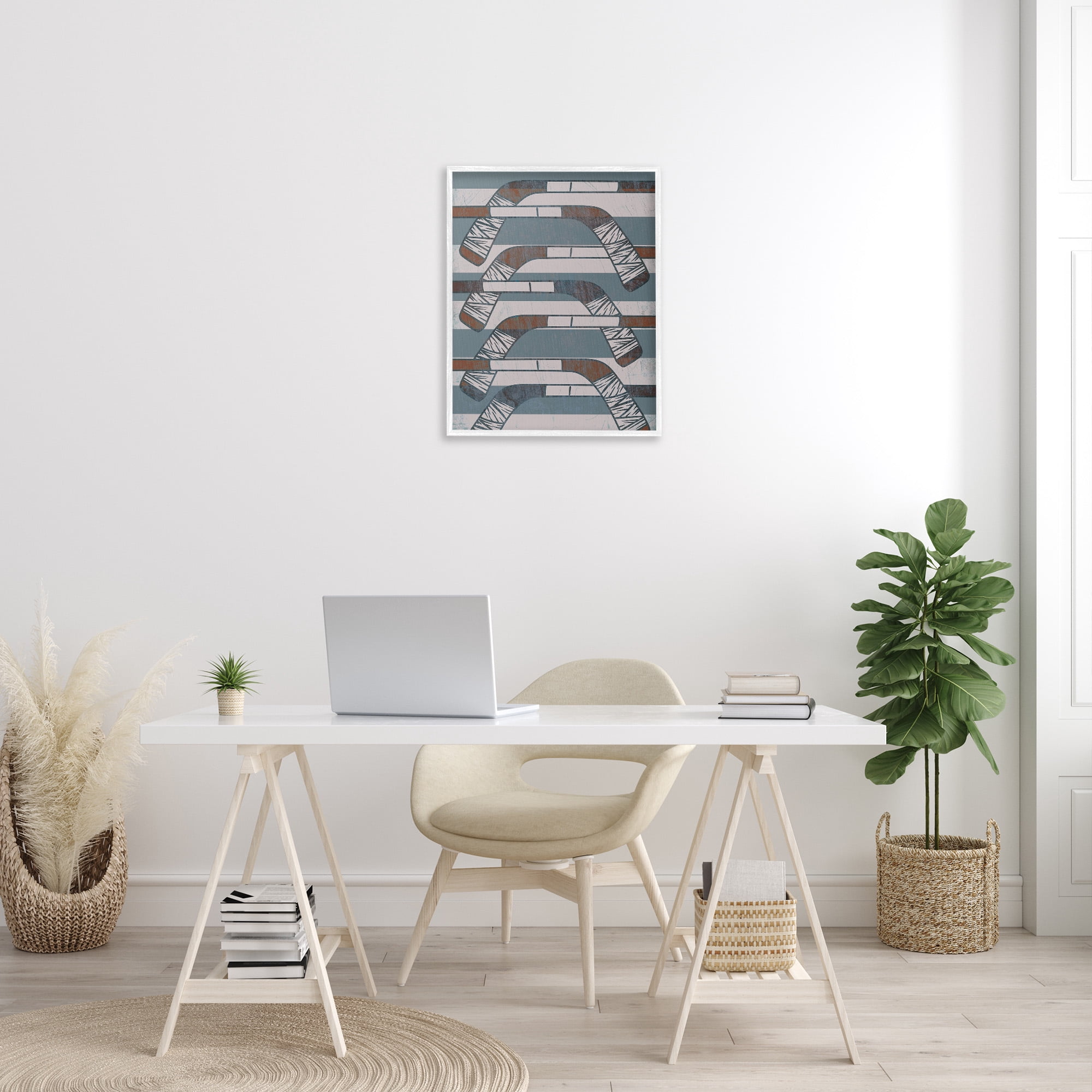 Stupell Industries Crossed Hockey Sticks Sports Painting White Framed Art Print Wall Art, 24 x 30