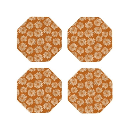 

Vsdgher Autumn Sunflower Warm Colors Leather Coasters for Drinks Durable Drink Coasters 4 Set for Tabletop Protection Luxurious Home Décor and Housewarming Gift-Octagon
