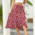 thumbnail image 5 of Long Skirts for Women Summer Maxi Skirt Slit Women's Boho Elastic High Waist A Line Skirt Ruffle Swing Beach Skirt, 5 of 6
