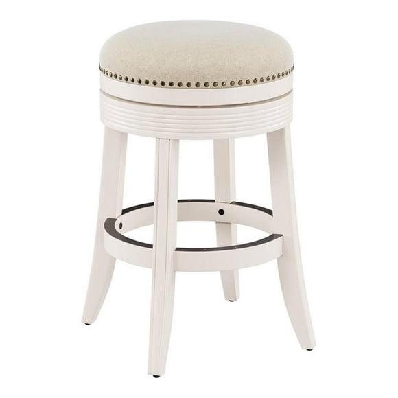 Hillsdale Tillman 26" Wood Contemporary Counter Stool in White/Light Beige