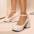 thumbnail image 4 of KEGIRLOM Women's Fashionable Casual Summer Solid Color Style High Heels Sandals Beige 5.5, 4 of 9