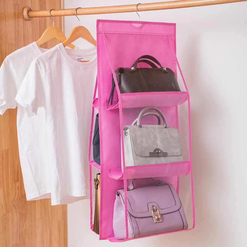 Hanging 6-Pocket Bag Organizer - Purse Organizer For Wall