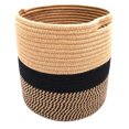 thumbnail image 3 of Modern Rustic Black and Beige 12" x 12" Eco Friendly Woven Rope Storage or Plant Basket, 3 of 6