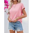 thumbnail image 3 of Women Summer Cap Sleeve Tank Top Crew Neck Solid Casual Basic Tee Shirt, 3 of 6