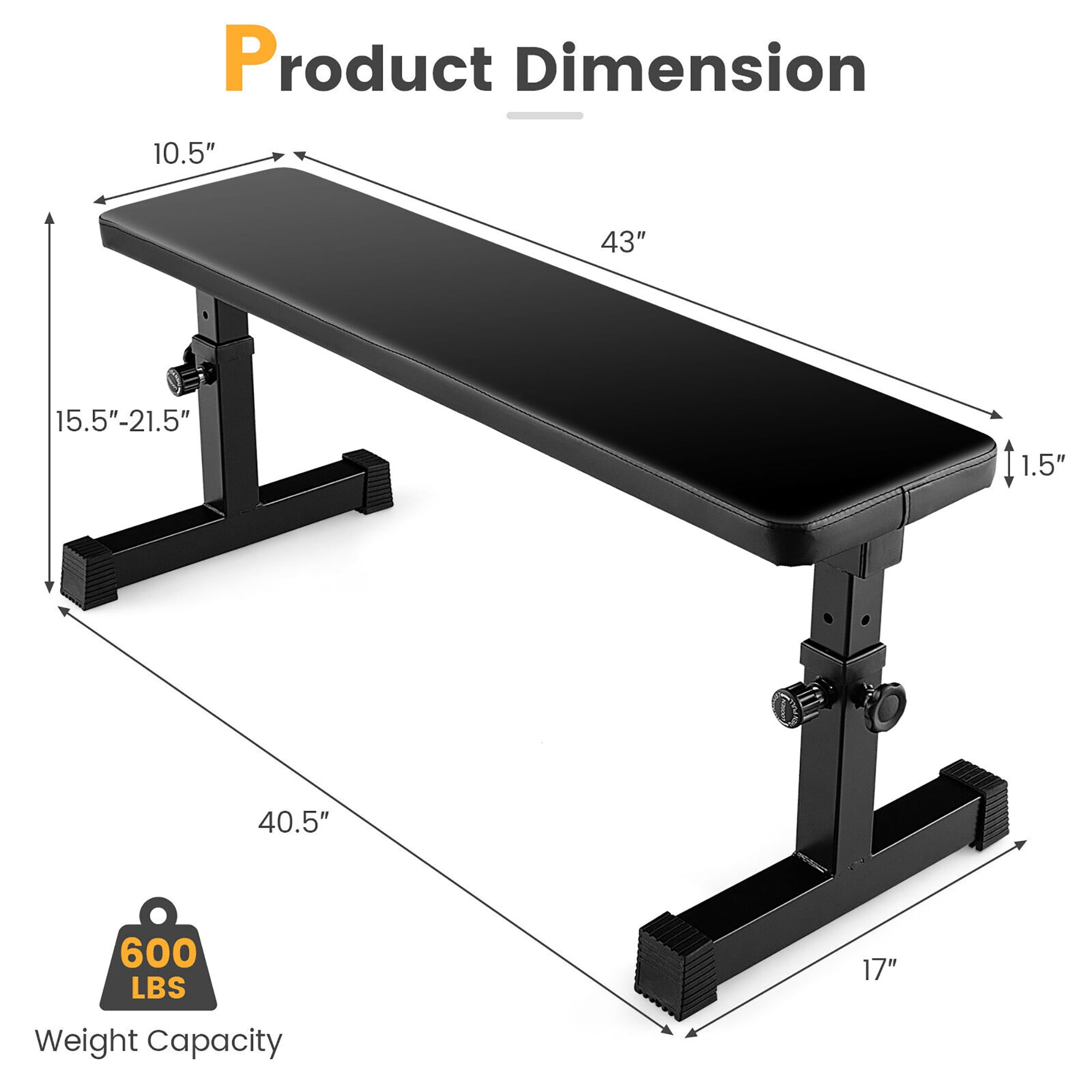Gymax Full Body Workout Flat Weight Bench Weight Training w 5 Level Adjustable Height Walmart