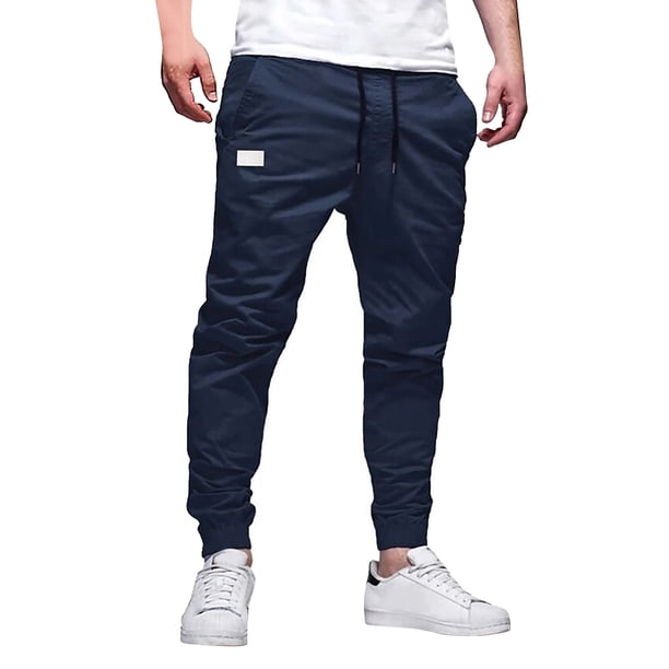 Pantalones de vestir lisos de corte recto para hombre, cintura media y bolsillos - Tejido elástico de poliéster, adecuados para senderismo y actividades al aire libre