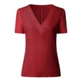 thumbnail image 3 of Birdeem Fashion Large Size Women Lace Solid Splicing Short Sleeve Slim Blouse V-Neck Tops Shirt, 3 of 7