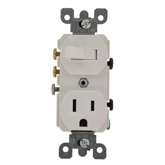 Leviton 032-05245-00W 120 Volt White 3-Way Combination Switch With Receptacle