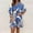 Blue, variant on Mqqzkk Women's Oversized Rompers Short Sleeve Ptinted Summer Romper V Neck Ruffle Tunic Waist Short Casual Rompers Jumpsuits