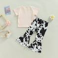 thumbnail image 2 of Baby Girl Short sleeve T-shirt Floral Pants Cow Pattern Summer Clothes Set, 2 of 5