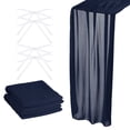 thumbnail image 1 of 2 Paquete 10 Pies Chifón Mesa Camino, 28 x 120 Pulgadas Rústico Gasa Mantel Transparente Boda Mesa Camino para Boda Nupcial Fiesta Mesa Decoraciones, Oscuro Azul, 1 of 6