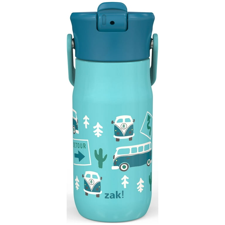 Zak Designs Zak Hydration 14 ounce Kids Stainless Steel Vacuum Insulated Water  Bottle, On the Move 