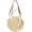 Beige, variant on Women Straw Bag Bucket Tote Summer Beach Handbag Round
