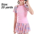 thumbnail image 2 of Traje de baño rosa para niñas, traje de baño deportivo colorido dividido, conjunto de baño de manga corta, 2 of 7