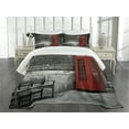thumbnail image 3 of Ambesonne London Quilted Bedspread Set 3 Pcs, Famous City Landmark, King Size, Red Grey, 3 of 5