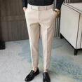 thumbnail image 3 of 9 pantalones de verano recortados para hombre, pantalones de traje rectos de talla grande para hombre, ropa clásica barata, tela de estilo coreano de lujo 2024, 3 of 5