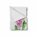 thumbnail image 2 of Watercolor Flower Soft Flannel Fleece Throw Blanket, Picturesque Glamour Dramatic Rose with Cracked Effect Natural Art, Cozy Plush for Indoor and Outdoor Use, 50" x 70", Pink Green, by Ambesonne, 2 of 6