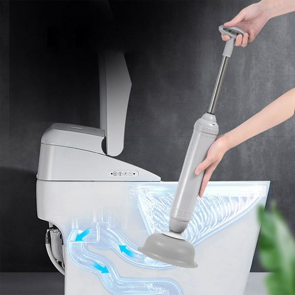 Bathroom Toilet Plunger Vacuum Pump Plunger Household Toilet Suction Plunger (Gray)