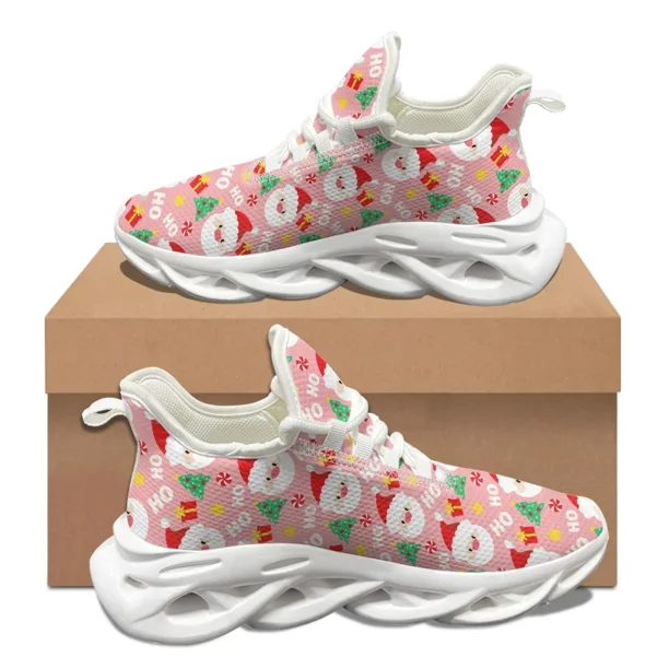 Zapatillas de deporte con estampado navideño para hombre, clásicas, planas, con cordones, informales, con plataforma y resistentes al desgaste
