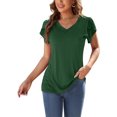 thumbnail image 1 of Innerwin T-shirt Short Sleeve Women T Shirt Holiday Solid Color Plain Summer Tops Green M, 1 of 6