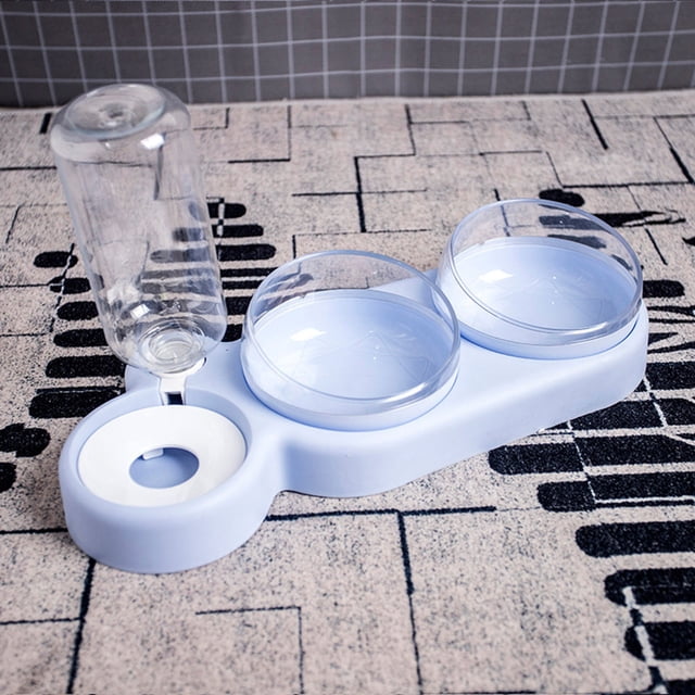LSLJS Cat Ensemble de Bols avec 3 Verres Bol Alimentaire Double Nourriture Humide et Sèche avec Bouteille d'Eau