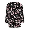 thumbnail image 4 of Today kttectoa Loose Pleated Ornamental Button Tunic Tops Tops for Women Trendy Floral Graphic T Shirts Square Neck 3/4 Sleeve Blouse Tops for Women Trendy Costume, 4 of 5