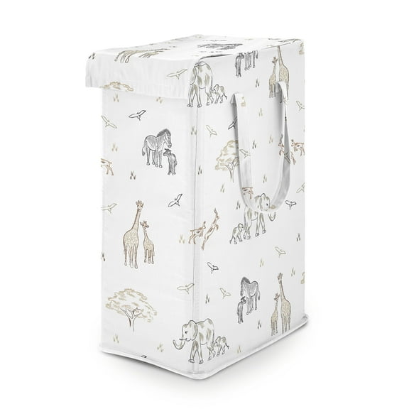 Sweet Jojo Designs Serengeti Animals Boy, Girl, Unisex/Gender Neutral Foldable Laundry Hamper with Handles