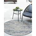 thumbnail image 3 of Unique Loom Outdoor Modern Collection Area Rug - Cartago (4' Round Blue/Ivory), 3 of 7