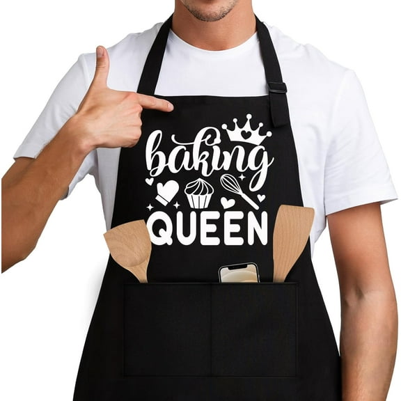Baking Queen,Funny Chef Apron,Funny Apron cooking for Women with 2 Tool Pockets,Adjustable Straps,Waterproof and OilProof,Cooking Baking Apron,Kitchen Gift for Women,Bake Lover Gift